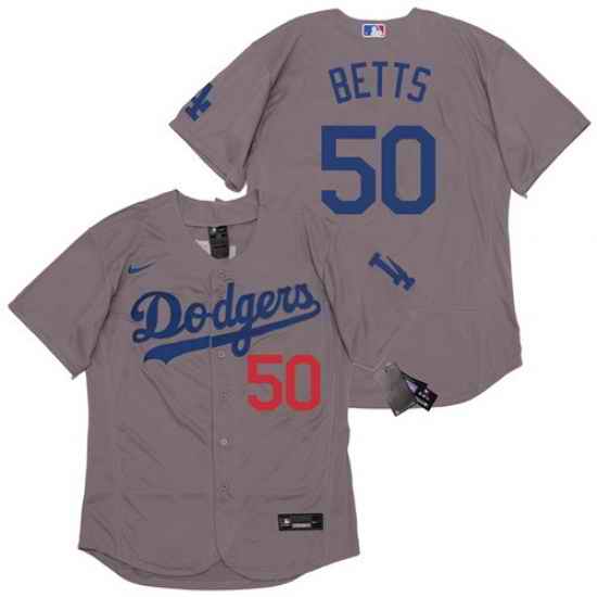 Dodgers 50 Mookie Betts Gray 2020 Nike Flexbase Jersey